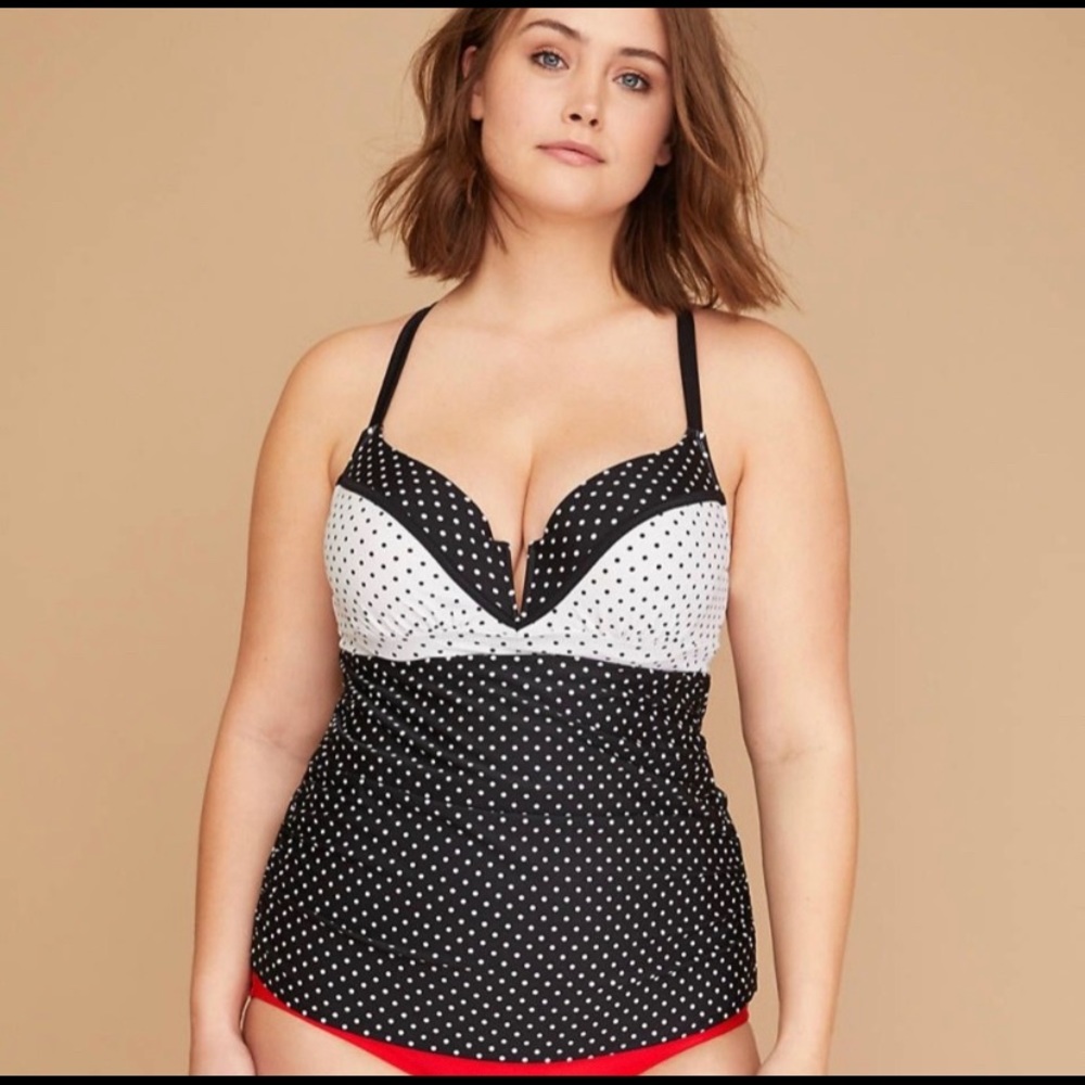 NEW Cacique Swim Polka Dot Tankini Top